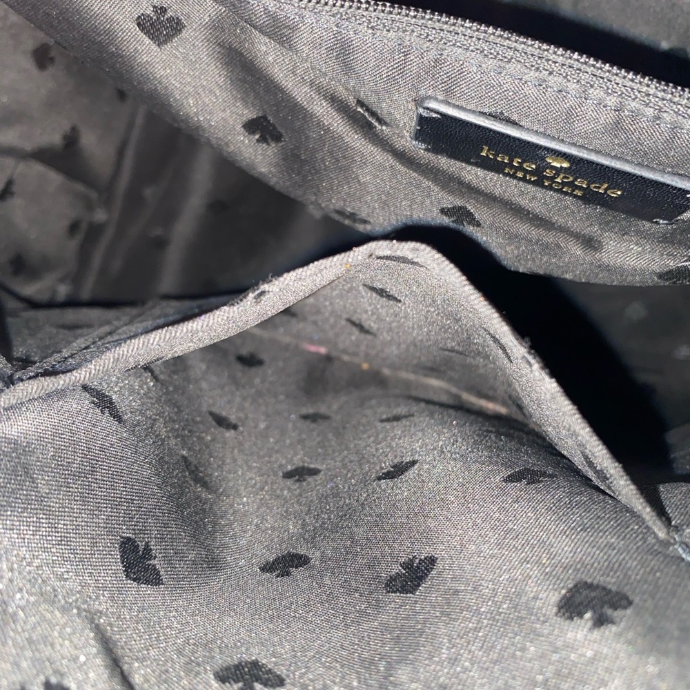 kate spade Black Leather Pebbled Tote with Gold Logo - Picture 9 of 16